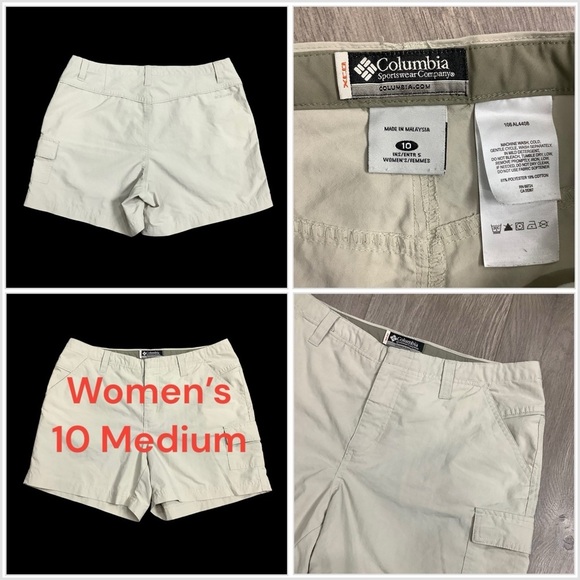 Women's Columbia XCO Medium 10 Cargo Shorts Khaki Khakis Chino Hiking Active EUC - Picture 1 of 10